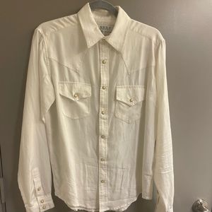 Fancy silk/cotton western shirt. Eggshell white